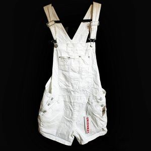 White Denim Short Overalls, Women's